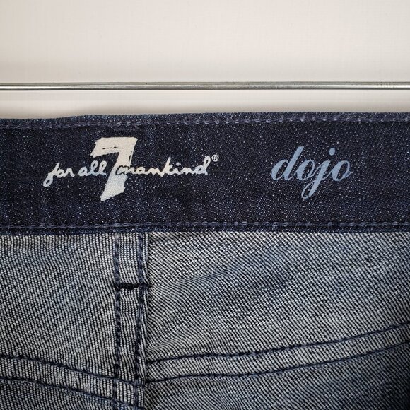 7 For All Mankind Dojo Jeans Wide Flare Leg Low Rise Dark Wash Womens Size 29 - Picture 6 of 8